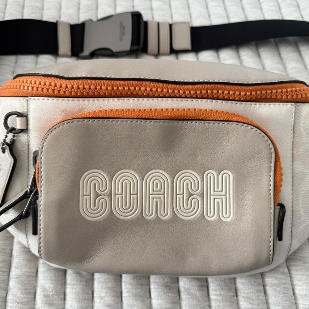 Coach Gray and Orange Belt Bag Guaranteed Authentic. Like new!
